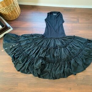 BARBOGLIO CRISTINA JAN Black Dress Ruffle Low Waist, Adjustable Tiers, Size 12